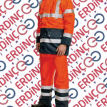 Turuncu reflektörlü iş yeleği ve pantolon seti