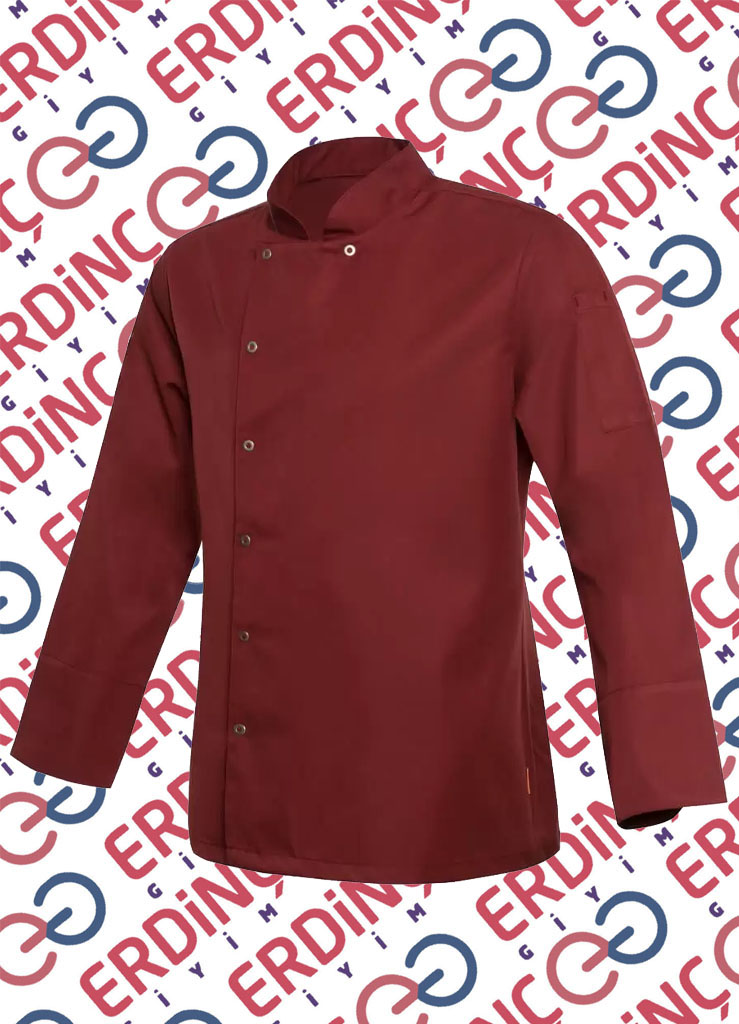 İşletme logosu baskılı aşçı ceketi, restoranlar için özel tasarım.