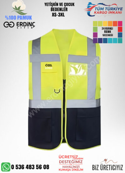 Toptan İki Renkli Mühendis Yelek