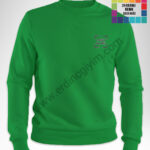 Yeşil bisiklet yaka sweatshirt toptan, ücretsiz logo baskı ve %100 pamuklu üretim.