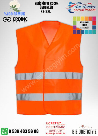 Toptan Turuncu Renk İkaz Yelek