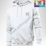 Beyaz kapüşonlu hoodie toptan, pamuklu, personel giyimi için ücretsiz tasarım desteği.