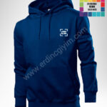Toptan pamuklu kapüşonlu sweatshirt mavi renk erkek, ücretsiz logo baskı ve özel tasarım hizmetiyle