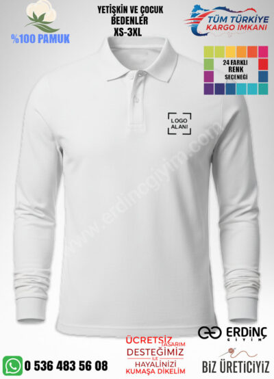 Toptan Polo Yaka Beyaz Renk Sweat