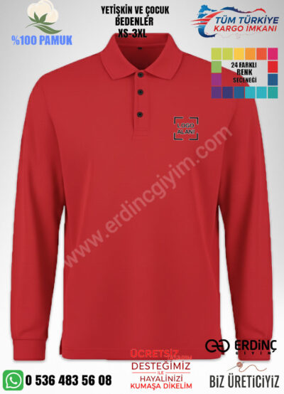 Toptan Polo Yaka Kırmızı Renk Sweat