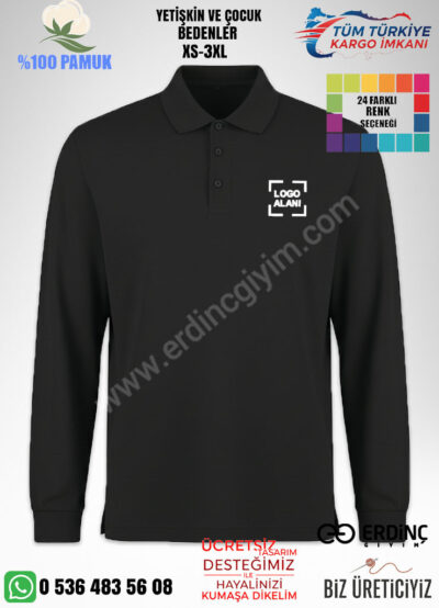 Toptan Polo Yaka Siyah Renk Sweat