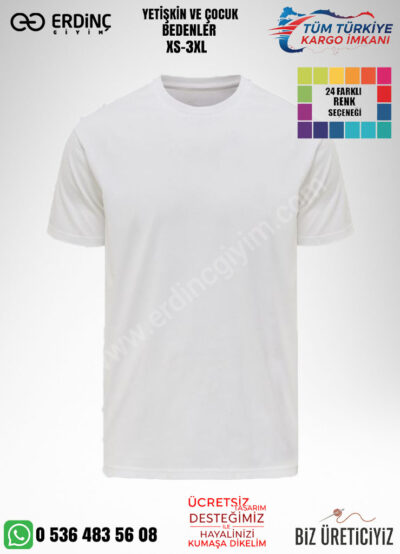 Toptan O Yaka Tişört Beyaz Renk