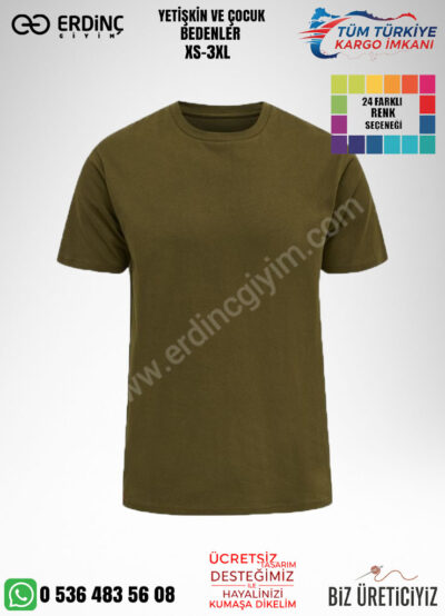 Toptan O Yaka Tişört Kahverengi Renk