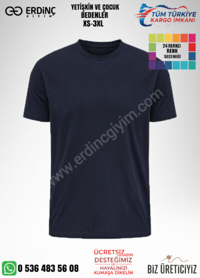 Toptan O Yaka Tişört Lacivert Renk