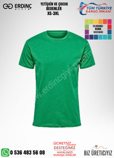 Toptan O Yaka Tişört Yeşil Renk