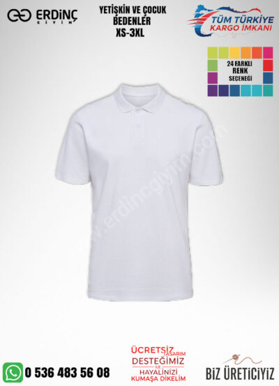 Toptan Polo Yaka Tişört Beyaz Renk