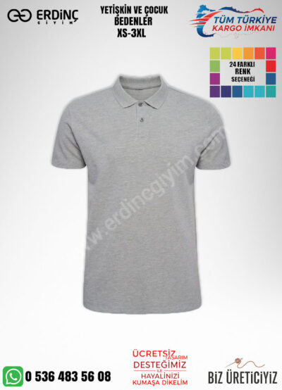 Toptan Polo Yaka Tişört Açık Gri Renk