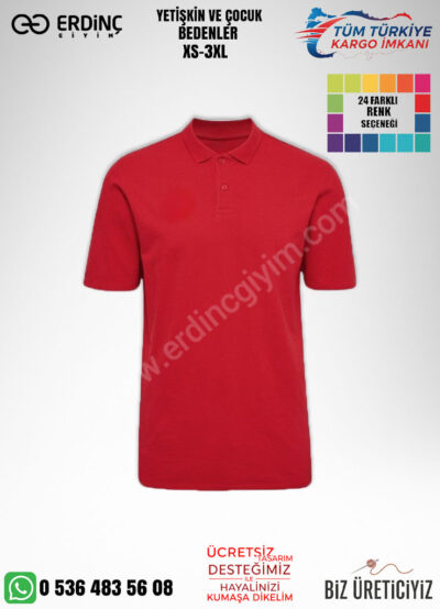 Toptan Polo Yaka Tişört Kırmızı Renk