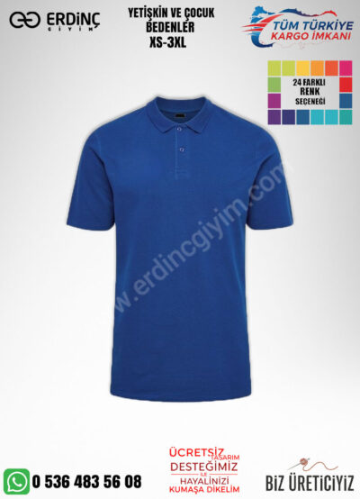 Toptan Polo Yaka Tişört Mavi Renk