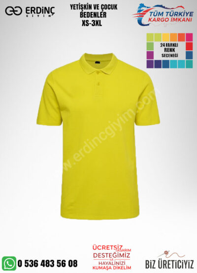 Toptan Polo Yaka Tişört Sarı Renk
