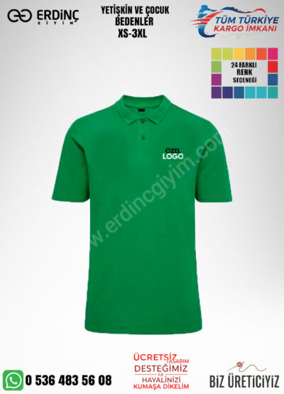 Toptan Polo Yaka Tişört Yeşil Renk